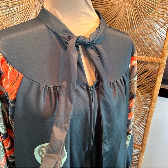 RARE Retro Exclusive of Ornamentation Tiger Lily Green Maxi House Dress Large - Picture 4 of 7